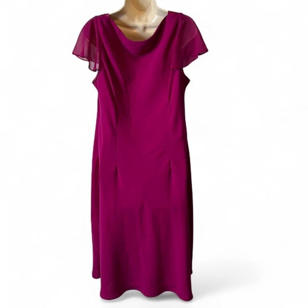 Vintage 2005 SL Fashions Fuschia Chiffon Midi Dress, Women's Size 18WP‎ - Picture 3 of 11